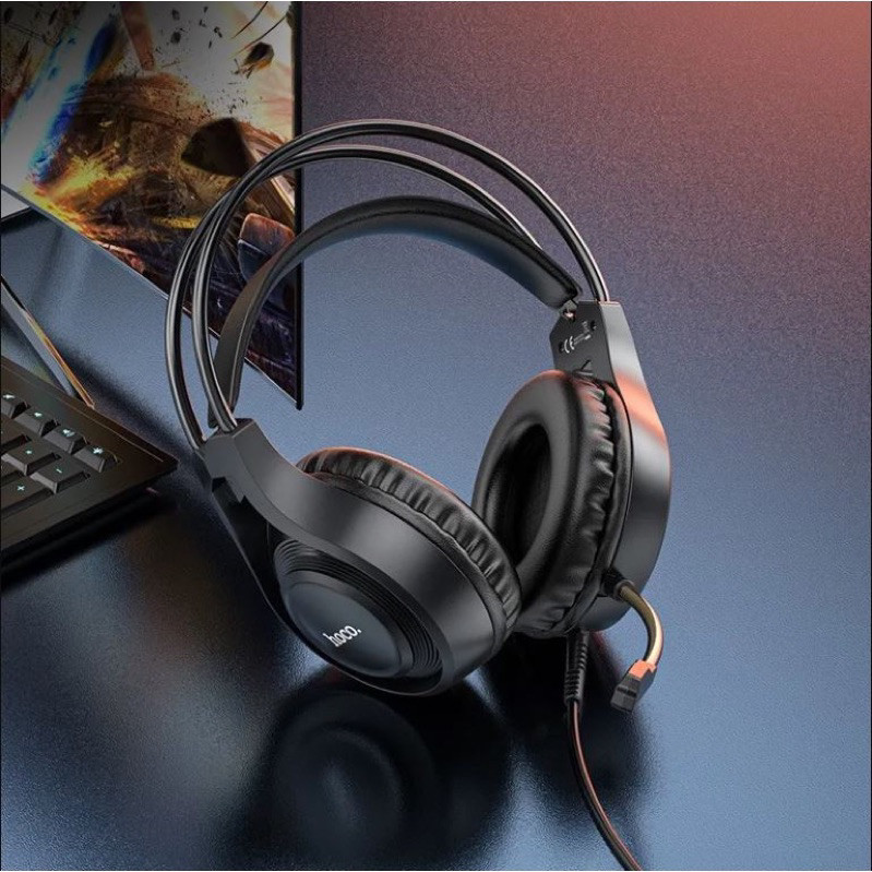 HOCO W106 หูฟังเกมมิ่ง แบบมีสาย AUX 3.5mm ไมค์ในตัว ตัดเสียงรบกวน Gaming Headphones หูฟังครอบหู hc3