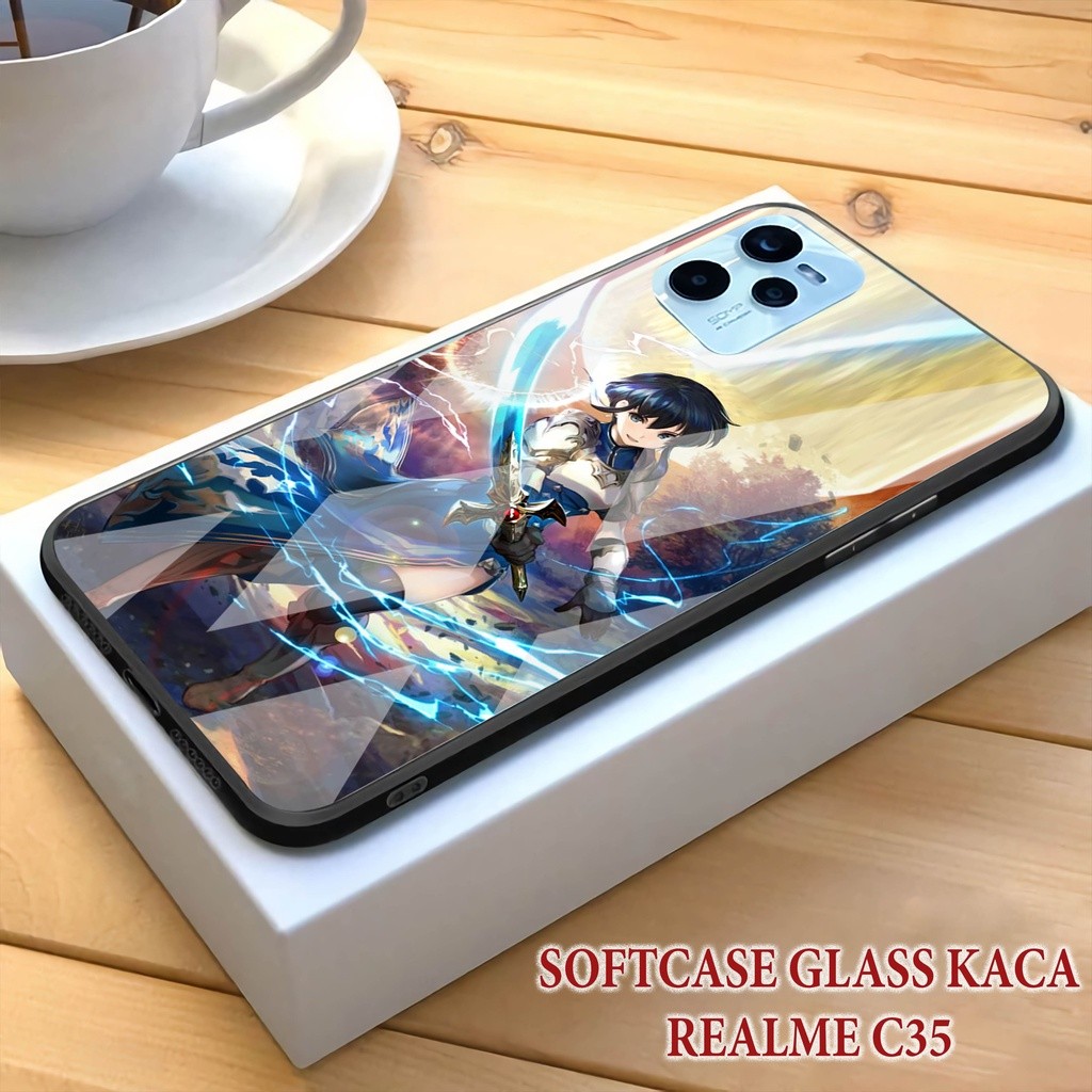 Softcase Glass Kaca -Realme C35 Softcase Glass Hp Protector Handphone Realme C35 [A76].