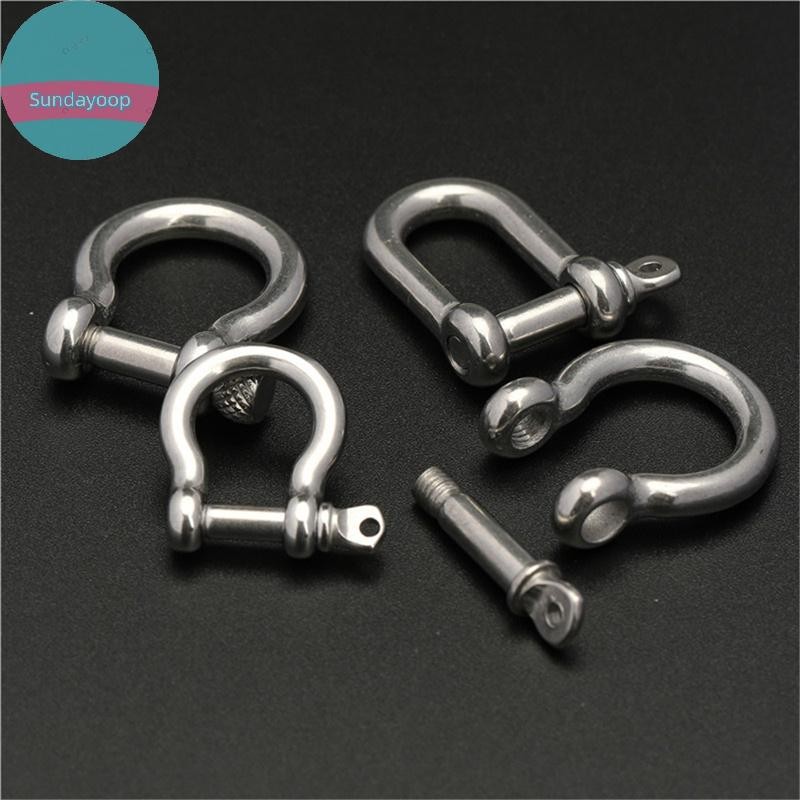 Sund 1 ชิ้นสแตนเลสลวดเย็บกระดาษ Carabiner D Bow Shackle Fob Key แหวนพวงกุญแจตะขอสกรู Joint Connector หัวเข็มขัด TH