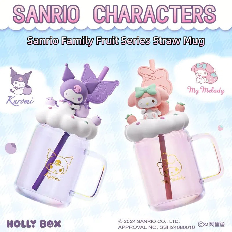 Youpin Sanrio Kuromi ถ้วยน้ํา Melody สินค้าอินเทรนด์ชุดผลไม้ Creative Straw Glass
