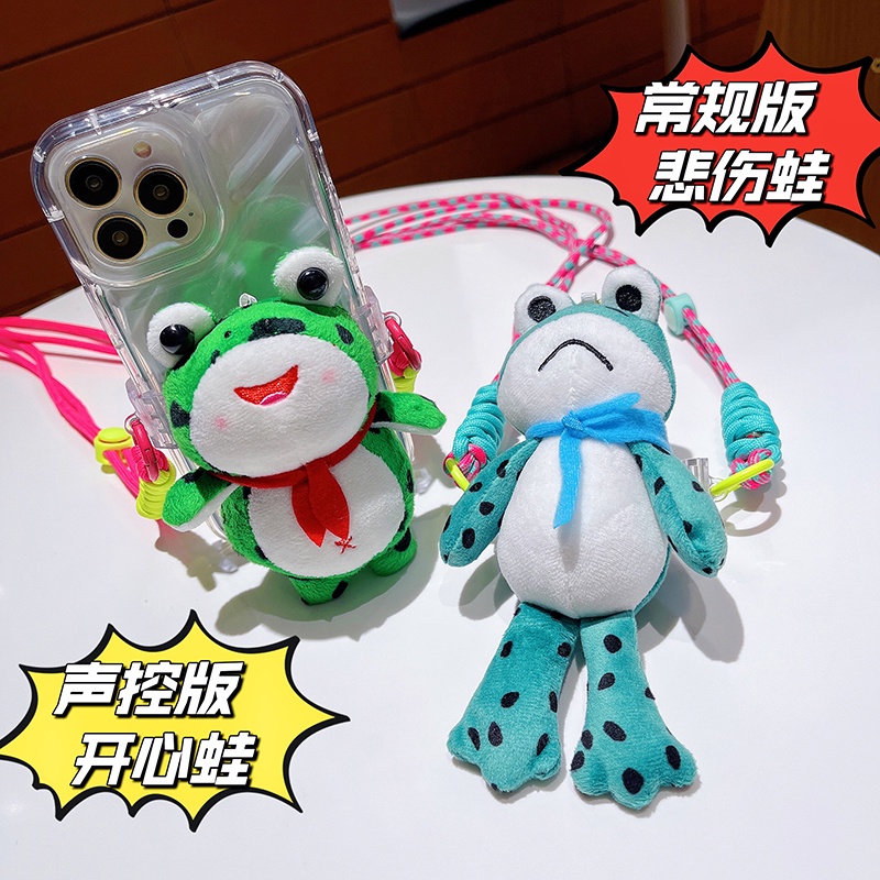 ตุ๊กตา คลิปหลังโทรศัพท์ ขายดี จี้ตุ๊กตาการ์ตูนกบเศร้า กบแฮปปี้ ใส่โทรศัพท์มือถือได้ทุกยี่ห้อ