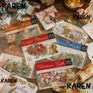 Karen สติกเกอร์ใส ลายซานตาคลอส สโนว์แมน เทศกาลคริสต์มาส 90 ชิ้น สําหรับตกแต่ง