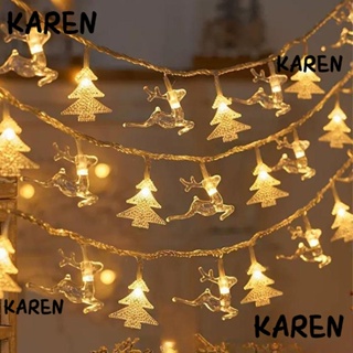 Karen สายไฟหิ่งห้อย LED รูปเกล็ดหิมะ 1.5 เมตร ใช้แบตเตอรี่ แบบพกพา สําหรับตกแต่งคริสต์มาส DIY