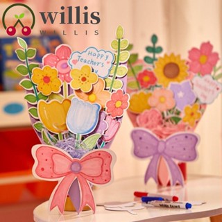 Willis ช่อดอกไม้กระดาษ แฮนด์เมด พร้อมการ์ดอวยพร สําหรับผู้ปกครอง และเด็ก DIY