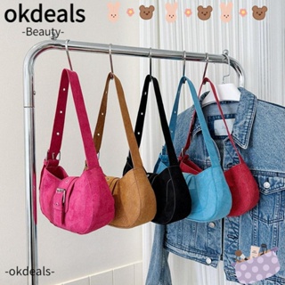 Okdeals กระเป๋าถือ กระเป๋าสะพายไหล่ หนัง PU ขนาดใหญ่ จุของได้เยอะ สีพื้น สําหรับสตรี