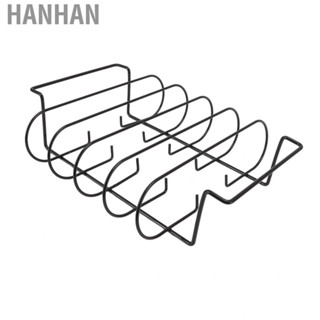 Hanhan Rib Rack Iron Roasting Stand For Smoking&amp;Grilling Holds Up To 4 Ribs Outd HG