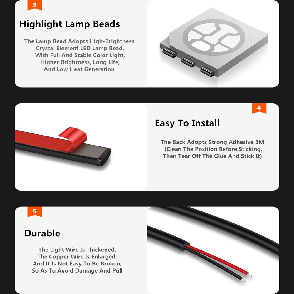 แถบไฟกระพริบ LED 12 24V RGB 5050SMD สําหรับตกแต่งรถบรรทุก รถพ่วง รถคาราวาน - รูปที่ 4