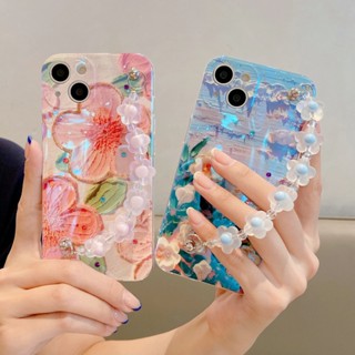 เคสโทรศัพท์มือถือ ลายภาพวาดสีน้ํามัน รูปดอกไม้ ป้องกันเลนส์ พร้อมสายคล้อง สําหรับ OPPO Reno 10 10 Pro 10 Pro+ 5G 2023