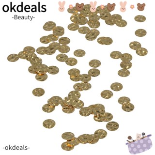 Okdeals จี้เหรียญ ชุบทอง ทรงกลม แบน 13 มม. สําหรับทําเครื่องประดับ สร้อยคอ สร้อยข้อมือ DIY 100 ชิ้น