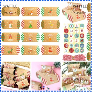 Wattle กล่องกระดาษใส่ขนม รูปหมอนเกล็ดหิมะ ซานตาคลอส แฮนด์เมด 24 ชิ้น