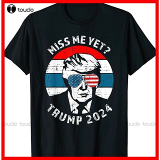 เสื้อยืดผ้าฝ้าย พิมพ์ลาย Miss Me Still Funny Donald Still my President 2024 สีดํา สําหรับผู้ชาย