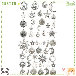 Nextth จี้รูปดวงจันทร์ ดวงอาทิตย์ อัลลอย สีเงิน สไตล์โบราณ สําหรับทําเครื่องประดับ สร้อยคอ สร้อยข้อมือ DIY 120 ชิ้น