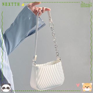 Nextth กระเป๋าสะพายไหล่ กระเป๋าคลัทช์ หนัง PU สีพื้น สําหรับผู้หญิง