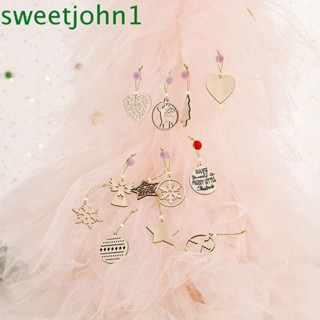 Sweetjohn เครื่องประดับไม้ 12 ชิ้น / กล่อง สร้างสรรค์ สําหรับบ้าน DIY งานฝีมือ เครื่องประดับเด็ก ของขวัญคริสต์มาส จี้