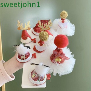 Sweetjohn กิ๊บติดผม รูปหูกวาง เกล็ดหิมะ ซานตาคลอส คริสต์มาส น่ารัก