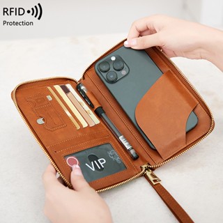 ใหม่ RFID กระเป๋าเก็บหนังสือเดินทาง บัตรเอกสาร หนังสือเดินทาง มีซิป อเนกประสงค์