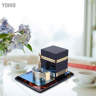 Yohio มุสลิมคริสตัล Gilded Kaaba สามชิ้นรุ่นอาคารอิสลามหัตถกรรมของที่ระลึกตกแต่งบ้าน
