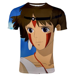 เสื้อยืด พิมพ์ลายการ์ตูนเจ้าหญิง Mononoke สไตล์ฮาราจูกุ