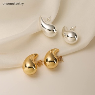 Onem ต่างหูห่วง โลหะผสมมันวาว รูปโดมหยดน้ํา สีทอง สีเงิน สไตล์วินเทจ น้ําหนักเบา สําหรับผู้หญิง 1 คู่