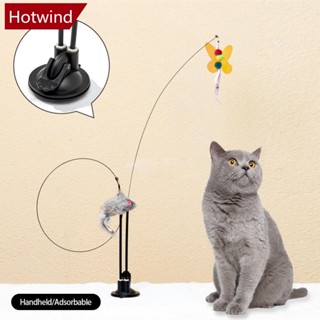 Hotwind ไม้กายสิทธิ์ขนนก แบบหัวคู่ พร้อมแผ่นดูด ของเล่นสําหรับแมว S9W8