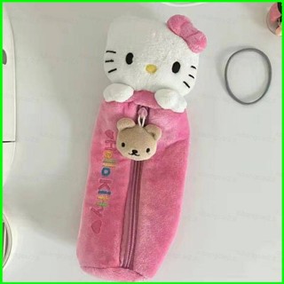Yb2 Sanrio กระเป๋าดินสอ ผ้ากํามะหยี่ขนนิ่ม ลายการ์ตูน Hello Kitty น่ารัก ความจุขนาดใหญ่ อเนกประสงค์ BY2