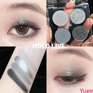 Holdlive Lovely Planet Four-color Eye Shadow Palette Matte Cement สีดำ Smoked Earth Color สีฟ้าสีเทา yuee