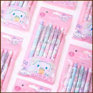 Cool ใหม่ ปากกาเจล ลายการ์ตูน Sanrio Cinnamoroll เครื่องเขียน สําหรับนักเรียน 6 ชิ้น ต่อชุด