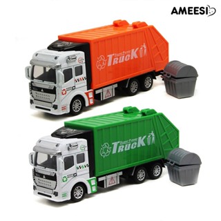 Ameesi Mini 1/48 โมเดลรถบรรทุกขยะ พร้อมถังขยะ ของเล่นสําหรับเด็ก ของขวัญวันเกิด