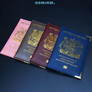 Aomsom 2 ชิ้น ปกหนังสือเดินทาง UK อังกฤษ ที่ใส่บัตร อังกฤษ กระเป๋าสตางค์ หนัง Pu