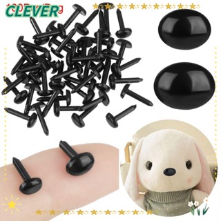 Clever จมูกพลาสติก รูปไข่ ขนาดเล็ก สีดํา สําหรับจมูกสัตว์ DIY 100 ชิ้น ต่อถุง