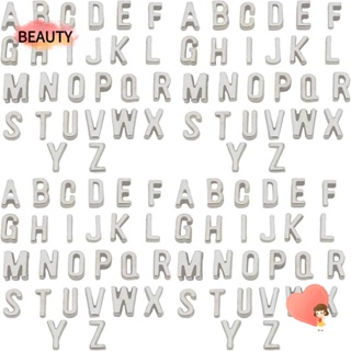 Beauty จี้ตัวอักษร A-Z โลหะผสมสังกะสี สีเงิน สําหรับทําเครื่องประดับ