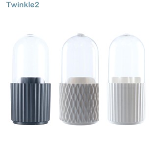 Twinkle กล่องเก็บแปรงแต่งหน้า เครื่องสําอาง หมุนได้ 360 องศา รูปลูกฟูก ลายทาง กันน้ํา คุณภาพสูง