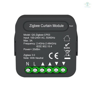 QS-Zigbee-CP03 Tuya ZigBee Intelligent Curtain Swtich Module Home Curtain Modification Module Mobilephone Device Sharing Timing Function APP Remotes Control Compatible with Alexa Google Home Voice Control Need to be Used with Gate-way