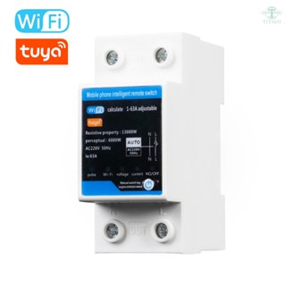 Tuya WiFi Intelligent Automatic Reclosing Protector LCD Display Multifunctional Current Voltage Monitoring Power Meter Protections Values Settable Mobilephone APP Control with Prepayment and Prepayment Password Management Function