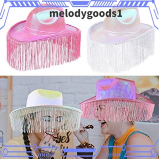 Melodygoods1 หมวกคาวบอย ผู้หญิง แฟชั่น คาวบอย เครื่องประดับ เครื่องแต่งกาย ปาร์ตี้ หมวกตะวันตก พลอยเทียม หมวกกันน็อก