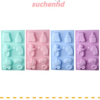 Suchenhd แม่พิมพ์ซิลิโคน สีชมพู สีเขียวอ่อน สีฟ้า สีม่วง 29*17 ซม. สําหรับทําสบู่ 4 ชิ้น