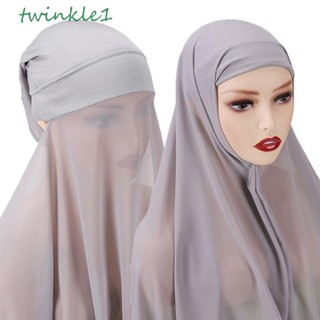 Twinkle1 ผ้าพันคอ ผ้าชีฟอง สีพื้น สไตล์มุสลิม สําหรับผู้หญิง