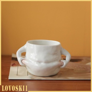 [Lovoski1] แก้วกาแฟเซรามิค พร้อมหูจับ สีขาว ขนาดใหญ่ สร้างสรรค์ ของขวัญ