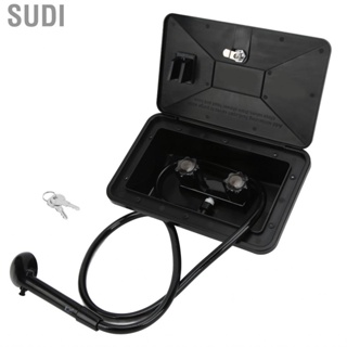 Sudi Exterior Shower Box Kit  Adjustable RV Outdoor Black with 2 Keys for Caravan Motorhome Camper