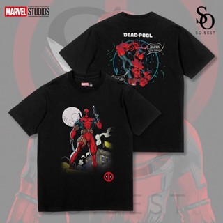 SO.BEST เสื้อยืด Marvel Dead Pool Moon สกรีนหน้า-หลัง ผ้าสีดำ ลิขสิทธิ์แท้ มาร์เวล