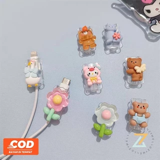 ตัวถนอมสายชาร์จโทรศัพท์มือถือ ลายการ์ตูนตุ๊กตา 3D สีแคนดี้ กันสายหัก