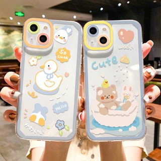 อาบน้ำหมีและเป็ด เเคสโทรศัพท์ TPU Compatible for iPhone 11 14 13 12 15 Pro Max 7 8 14 Plus XR XS Max SE 2020