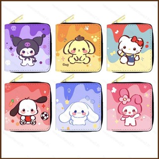 Ns2 กระเป๋าสตางค์ หนัง PU ใบสั้น พิมพ์ลายการ์ตูน Sanrio Kuromi Cinnamon Pochacco น่ารัก มีซิป สําหรับนักเรียน SN2