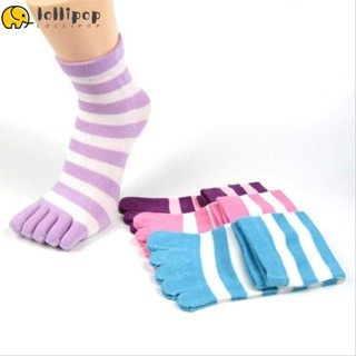 Lollipo1 รองเท้าแตะลําลอง ลายทาง สุ่มสี แฟชั่น สําหรับสตรี 3 6 คู่