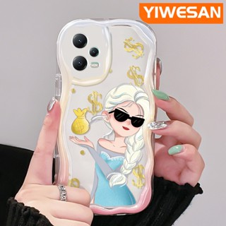 เคสโทรศัพท์มือถือ ซิลิโคนนิ่ม ใส กันกระแทก ลายการ์ตูนเอลซ่าน่ารัก สีครีม สําหรับ Xiaomi Redmi Note 12 Pro Plus Note 12 Pro Speed 5G Poco X5 Pro 5G