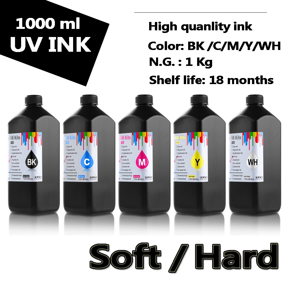 1000ml LED UV ink soft / hard For Roland LEF-200 LEF-300 LEF-12 LEF-12i LEF-20 LEJ-640 LEJ-640FT LEC