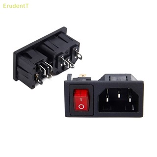 [ErudentT] ปลั๊กซ็อกเก็ตสวิตช์เชื่อมต่อ AC 10A 250V 3Pins 4Pins Rocker IEC 320 C14 [ใหม่]