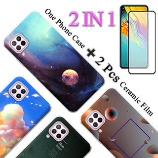 2 IN 1 Huawei Nova 7i เคสโทรศัพท์น่ารัก พร้อมหน้าจอเซรามิค โค้งสองชิ้น