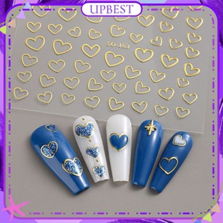 ♕ Nail Art Bronzing Love Shape สติกเกอร์ติดเล็บ Metal Magic Mirror Powder French Simple Hollow Sticker อุปกรณ์แต่งเล็บเครื่องมือแต่งเล็บสำหรับร้านเล็บ 4 แบบ UPBEST