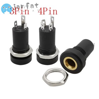 Janfat ซ็อกเก็ตแจ็คเสียงสเตอริโอ 3/4 Pin 3.5 มม. ชุบทอง PJ392A 3.5 มม. ซ็อกเก็ตตัวเมีย ขั้วต่อตัวเมีย 3/4 ขั้วต่อสเตอริโอ 3.5 มม. พร้อมน็อต